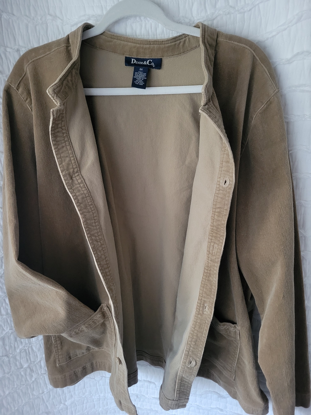 Vintage Denim&Co Tan Lightweight Collarless Shirt Jacket - Picture 8 of 12